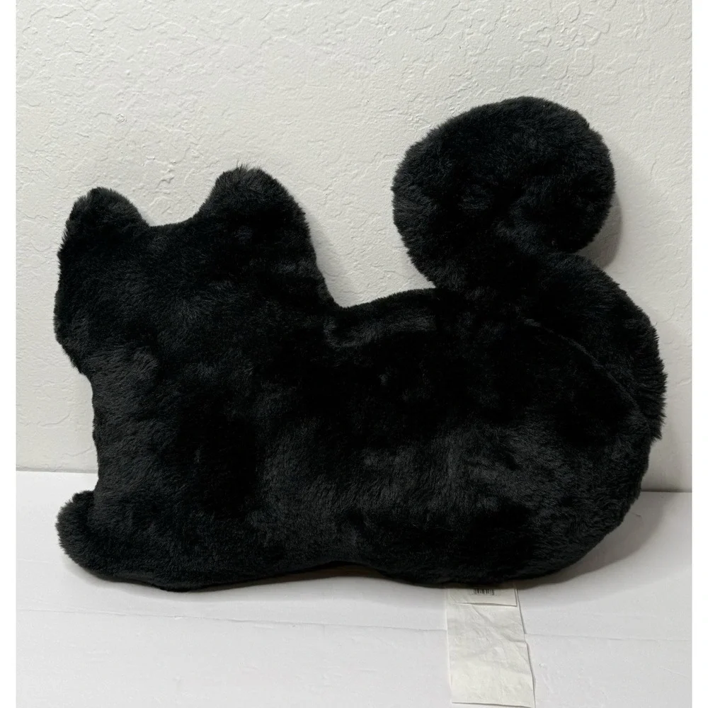 At Home Halloween Black Cat Stuffed Animal Wired Tail Plush Kitty Moody Angry‎
